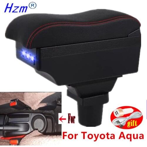 For Toyota Aqua Armrest For Toyota Aqua Prius C Interior Parts special Retrofit Car Armrest Center Storage box with USB LED