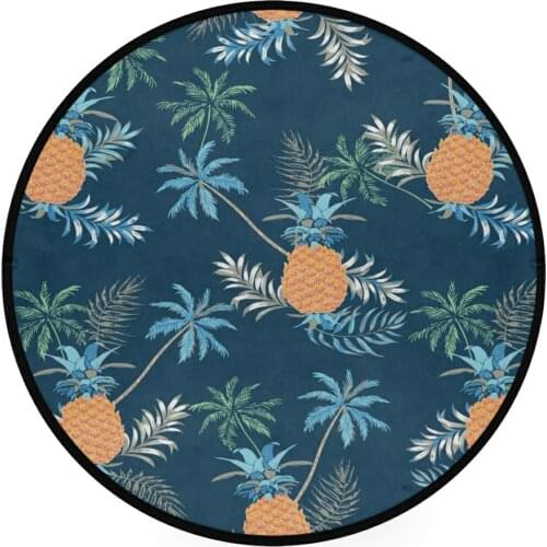 Fruit Pineapple Print Round Doormat Area Rug Pad Dia 92cm Non-slip Water Absorption Carpet For Living Room Bedroom Home Decor