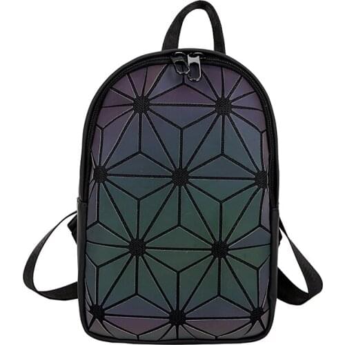 NEW Women Backpack Luminous Geometric Plaid Sequin Female Backpacks For Teenage Girls Bagpack Ladies Shoulder Bag