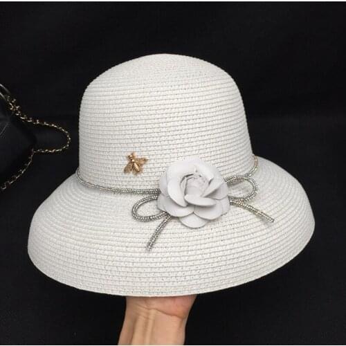 Spring and summer day white French fisherman hat ritual straw buckat hat for women beach ins basin