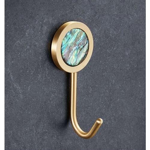 Light luxury Brass Wall Hook Nature Shell Door Back Coat Hooks No Drilling Wall Hanging Strong Adhesive Clothes Hanger