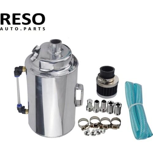 2L Litre Universal Round Oil Catch Can Tank with Breather Filter Fuel Tank