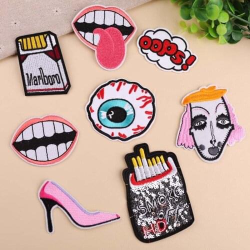 Embroidered Patch Insignia Cigarette Eyeball Mouth High Heel Dress Decoration Patch Patch Cloth