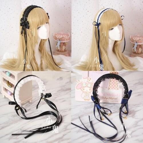 Japanese Sweet Lolita Retro KC Headband Female Lace Trim Bowknot Headwear Cosplay Hairpin Accessories A336