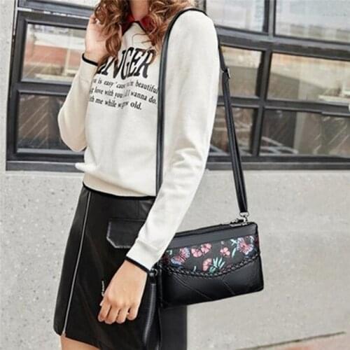 Women Bag Vintage Casual Tote Top-Handle Women Embroidered Floral Print Messenger Bags Shoulder Handbag Purse Wallet