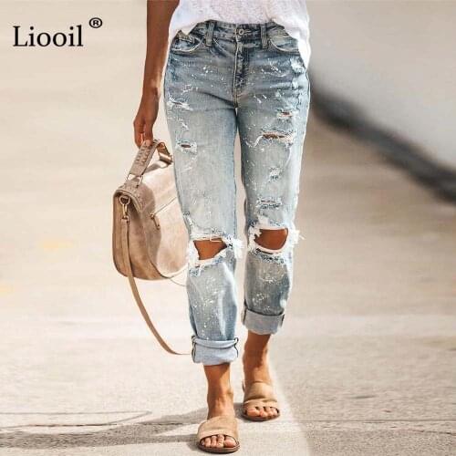 Distressed Snowflake Point Stretch Ripped Jeans Women Mid Waist Vintage Streetwear Sexy Hole Skinny Pencil Pants Denim Trousers