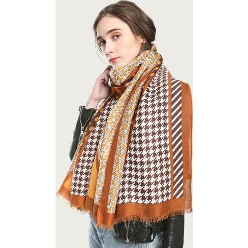 Large Soft Scarf Women Elegant Geometric Print Foulard Luxury Pattern Hijab Scarf New 2021 [6798]