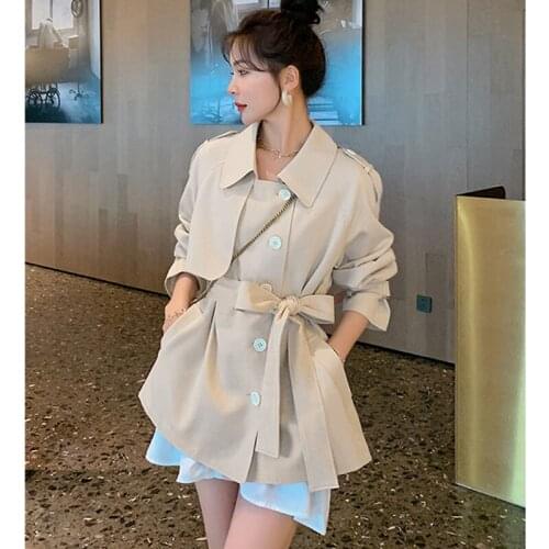 Womens Trench Coat Spring Autumn Women Coat Casual Loose Trench Coat For Women Solid Womens Autumn Coat Trench Coat Women New