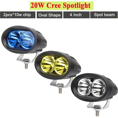 2pcs 12v 24v 20W Oval Led Work Light Spot Lamp Offroad Motorcycle 4x4 SUV Auto Car Bike Fog DRL Headlight Pickup 4WD UTV Driving