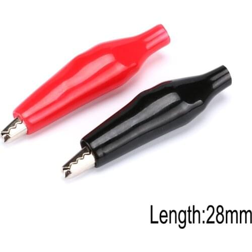 20/10/5pcs 28MM Mini Metal Alligator Clip Black Red Electrical Clamp Testing Probe Car Auto Battery