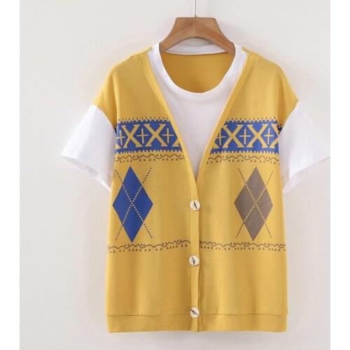 2021 Summer Korean Vintage Elegant Knitted T-shirts Tees Women Short Sleeve O-neck Fashion Ladies Loose T Shirts Tops Femme