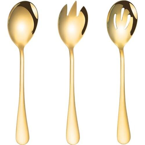 3Pcs Stainless Steel Table Spoons with Long Handle Soup Colander Spoon for Ice Cream Dinner Spoons Rice Salad Kitchen Tableware