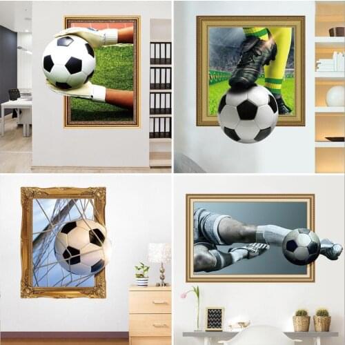3D Self-adhesive FOOTBALL SOCCER Sport Wall Sticker Murals Art Decals Decorator as Kids Birthday Gift Football Fans
