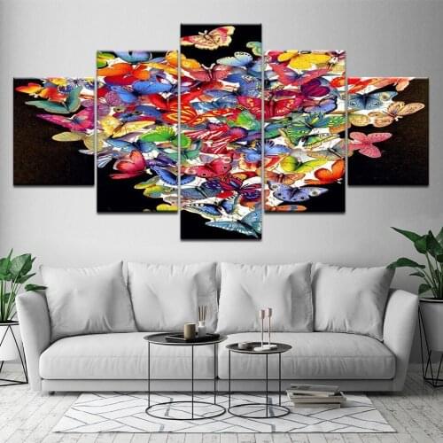 5 Pieces Canvas Painting Modern Wall Art Pictures Butterflies Modular Printed Poster Home Decor For Living Room Cuadros Artwork
