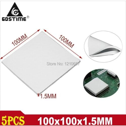 5 pcs Lot Gdstime 100mm x 100mm x 1.5mm Computer GPU CPU VGA Heatsink Cooling Conductive Silicone Thermal Pad