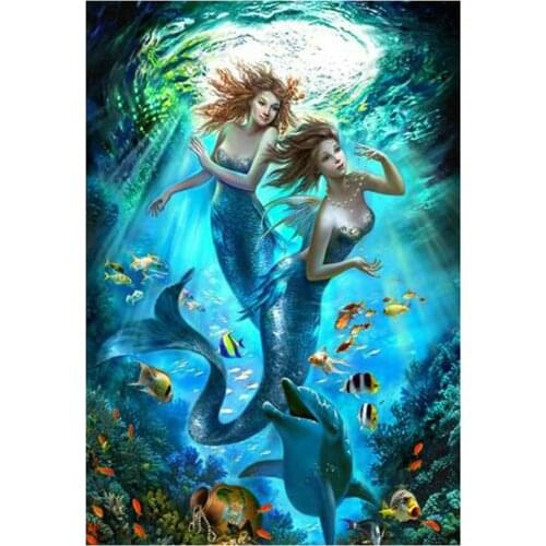 5d diamond painting mermaid full square / round drill underwater scenery mosaic crafts embroidery decoration