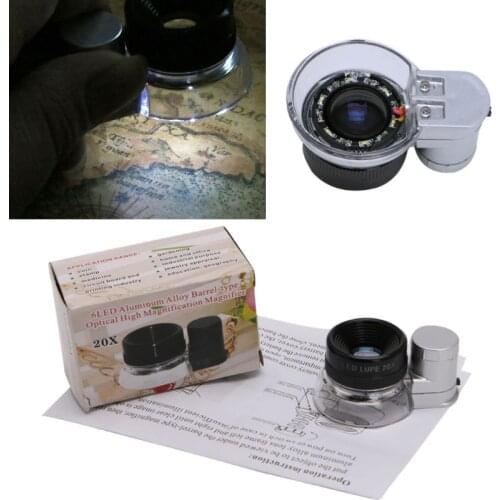 6 LED Illuminated 20X Jewelers Loupe Magnifier Best for Jewelry Diamonds Gems