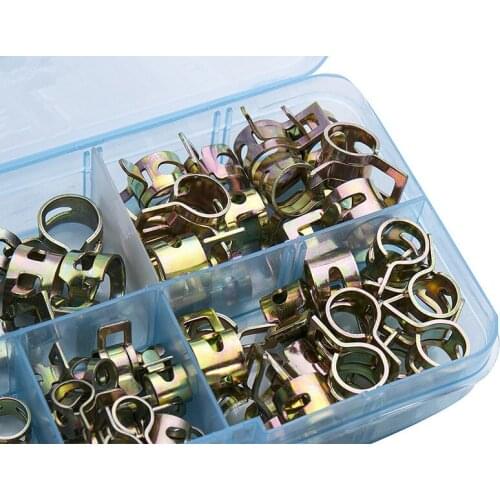 75Pcs/set 6-10mm Q673B Vacuum Spring Fuel Oil Water CPU Hose Clip Pipe Tube for Band Clamp Metal Fastener Assortment Kit