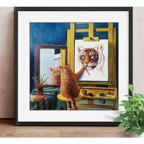 DIY Diamond Embroidery Animal Handicraft Diamond Embroidery Sale Cat Tiger Cross Stitch Drill 30x40 Set Decoration