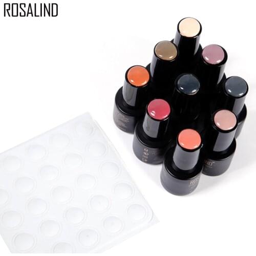 ROSALIND 25PCS/Lot White Silicone Label Sticker Gel Polish Color Button UV Gel Color Adhesive Paster Manicure Nail Art Tool