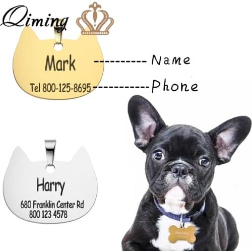 Custom Free Engraving Cat Dog ID Tag Stainless Steel Jewelry Animal Tags Pet Puppy Lover Necklace Collar Accessories