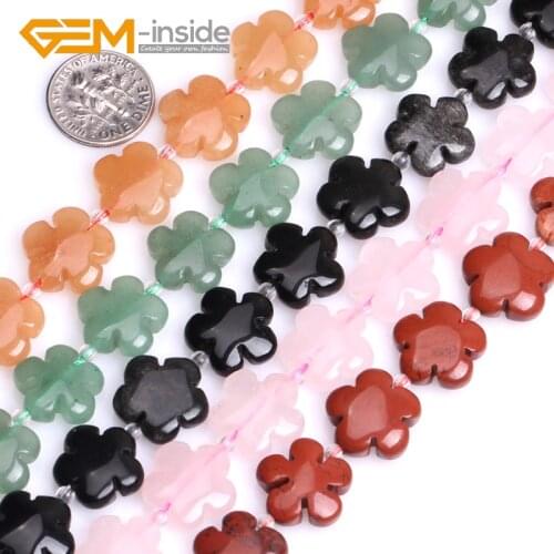 Flower Shape New 15mm Assorted Material Natural Loose Beads For Jewelry Making Beads DIY 15" Strand Bulk Wholesale