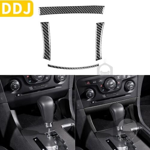 For Dodge Charger LD 2015+ Carbon Fiber Below Climate Control Center Storage Box Frame Sticker Interior Overlay Car Accessories