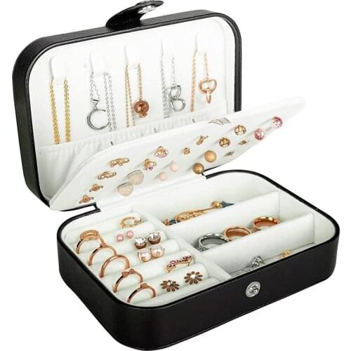 Travel Jewelry Box Jewelry Organizer for Double Layer Portable Mini Travel Case Display Storage Holder Boxes