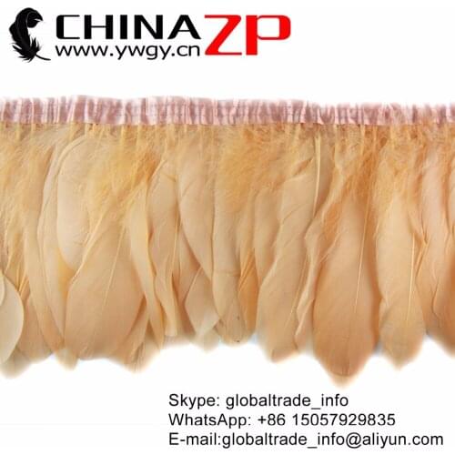 CHINAZP Factory plumage for sale 2 yard Exporting Quality Dyed Champage Goose Feather Trim For Carnival Headpieces