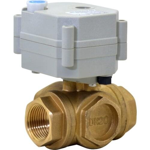 HSH-Flo DN8-25 DC7-35V 3 Way T/L Type Reduce Bore Motorized Ball Valve NPT/BSP Brass,3 Wires Control Electric Ball Valve CR3-03