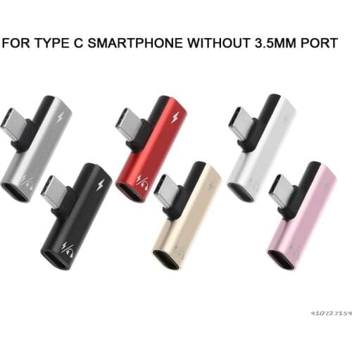 USB C Type C Male to Dual Type C Female Earphone Charge Adapter Cable AUX Audio For Xiaomi Mi 6 6x Huawei P20 Mate 20/10