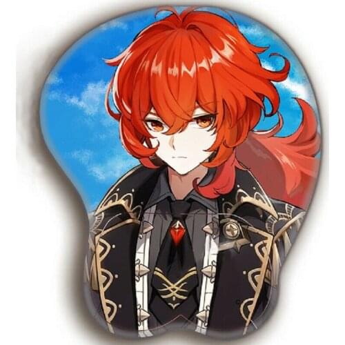 Anime 3D Mousepad Genshin Impact Diluc Wrist Rest Silicon Mouse Pad Mat Cool