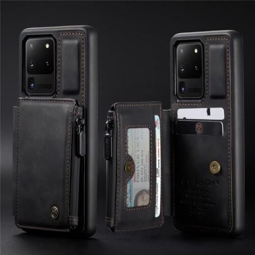 Zipper Purse Leather Case For Samsung Galaxy A51 A71 Note 20 S20 ultra S10 S9 S8 plus S20 FE Note 10 pro 9 Wallet Card Cover