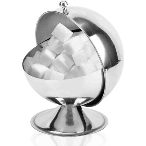 Creative Storage Sugar Bowl with Roll Top Stainless Steel Spherical Sugar Jar Multi-purpose Access Equipment for Home