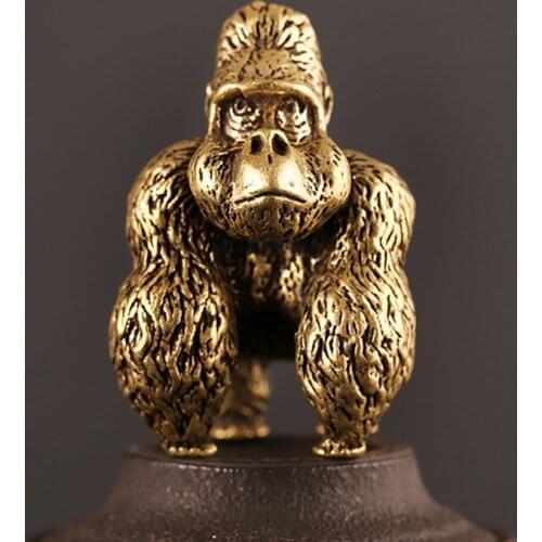 Brass Kingkong Big Gorilla Desk Decoration Ornaments Copper Tea Pet Gifts Car Keychain Hanging Pendant Accessories