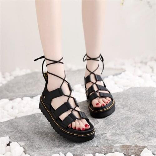 Summer Fashion Women Roman Sandal Black Gladiator Sandals Women Ankle Strap Platform Sandals For Female sandalias romanas mujer