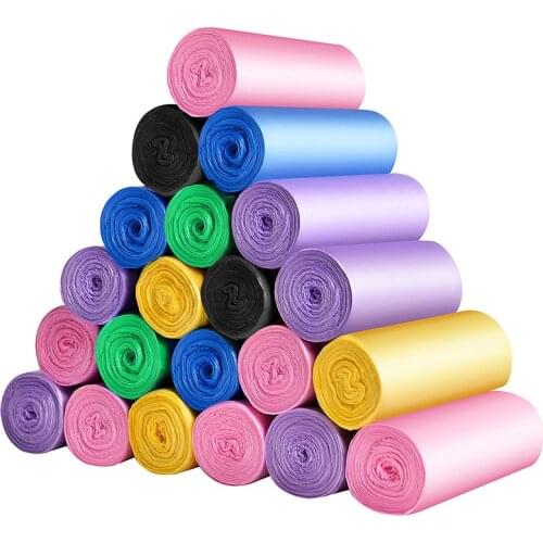 100pcs Thick Large Color Classification Flat Mouth Garbage Bags Household Disposable 5 Rolls Plastic Garbage Bags