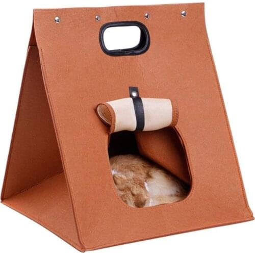 Pet Cat Bed Multi-functional Portable Felt pet bed Washable Collapsible outdoor pet bag Breathable mesh four seasons available