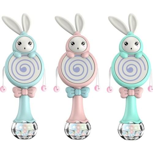 Cartoon Rabbit Musical Flashing Baby Toy Rattles Teether Early Development Mobile Cot Vocal Toys Newborn Hand Bell Crib Toys