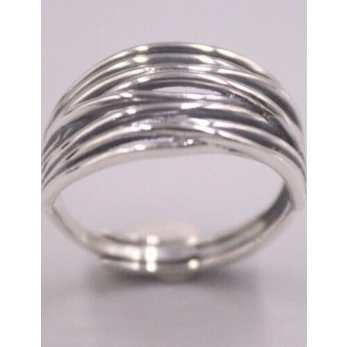 Genuine/Original Silver 925 Silver Ring For Men Retro Mesh Pattern Opne Ring 7-12