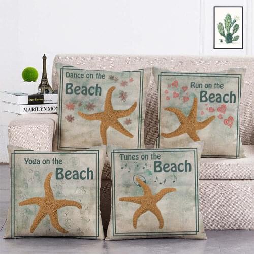 Music love dancing starfish print Cushion Cover Linen Throw Pillow Car Home Decoration Decorative Pillowcase T373