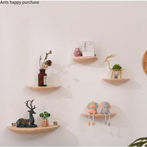 Paulownia Wall Shelf Solid Wood Wall-mounted Decoration Storage Rack Home Living Room Background Wall Organize Decorative Shelf