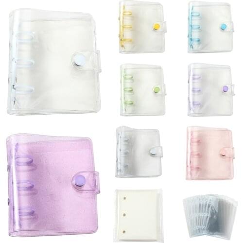 Creative Cute Transparent 3 Ring Mini Loose-leaf Hand Book Student Portable Notebook Binder Kawaii School Supplies