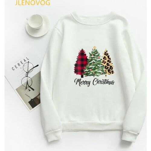 New Arrival 2021 Merry Christmas Graphic Hoodies Women Funny Christmas Trees Sweatshirt Femme Harajuku Winter Clothes Streetwear