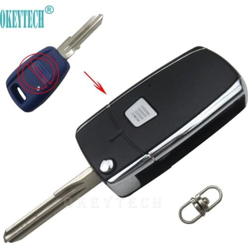 OkeyTech New Style Modified Folding Flip Remote Key Case for Fiat Punto Bravo Doblo Car Key Shell With GT15R Uncut Key Blade