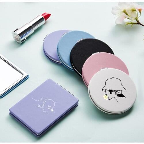 Personlity Makeup Mirror with Double Sides for Lady Portable Travel Folding Magnifying Pocket Cosmetic Vanity Compact Mirrors