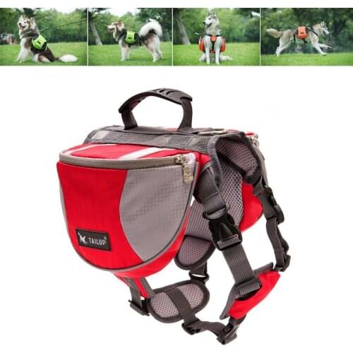 TAILUP Polyester Pet Dog Saddlebags Pack Hound Travel Camping Hiking Backpack Saddle Bag for Small Medium Large Dogs Free Gift