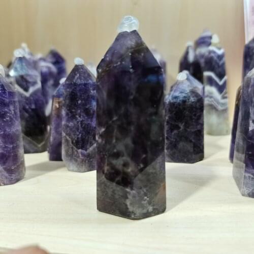Natural Amethyst Point Crystal Healing Energy Stone Natural Quartz Home Decor Reiki Polished Crafts 50-80mm Stone Carved