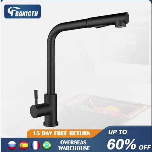 Bakicth 360° Rotation Stream Sprayer Nozzle Stainless Steel Kitchen Sink Hot Cold Taps Kitchen Faucet Deck Mounted Mixer Tap