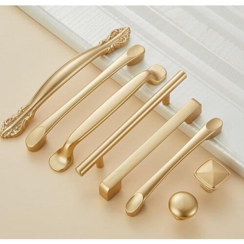 Home House Furniture Cabinet Drawer Handle Knob Round Square Gold 64/96/128/192mm Hole High Quality Dresser Cupboard Door Pull